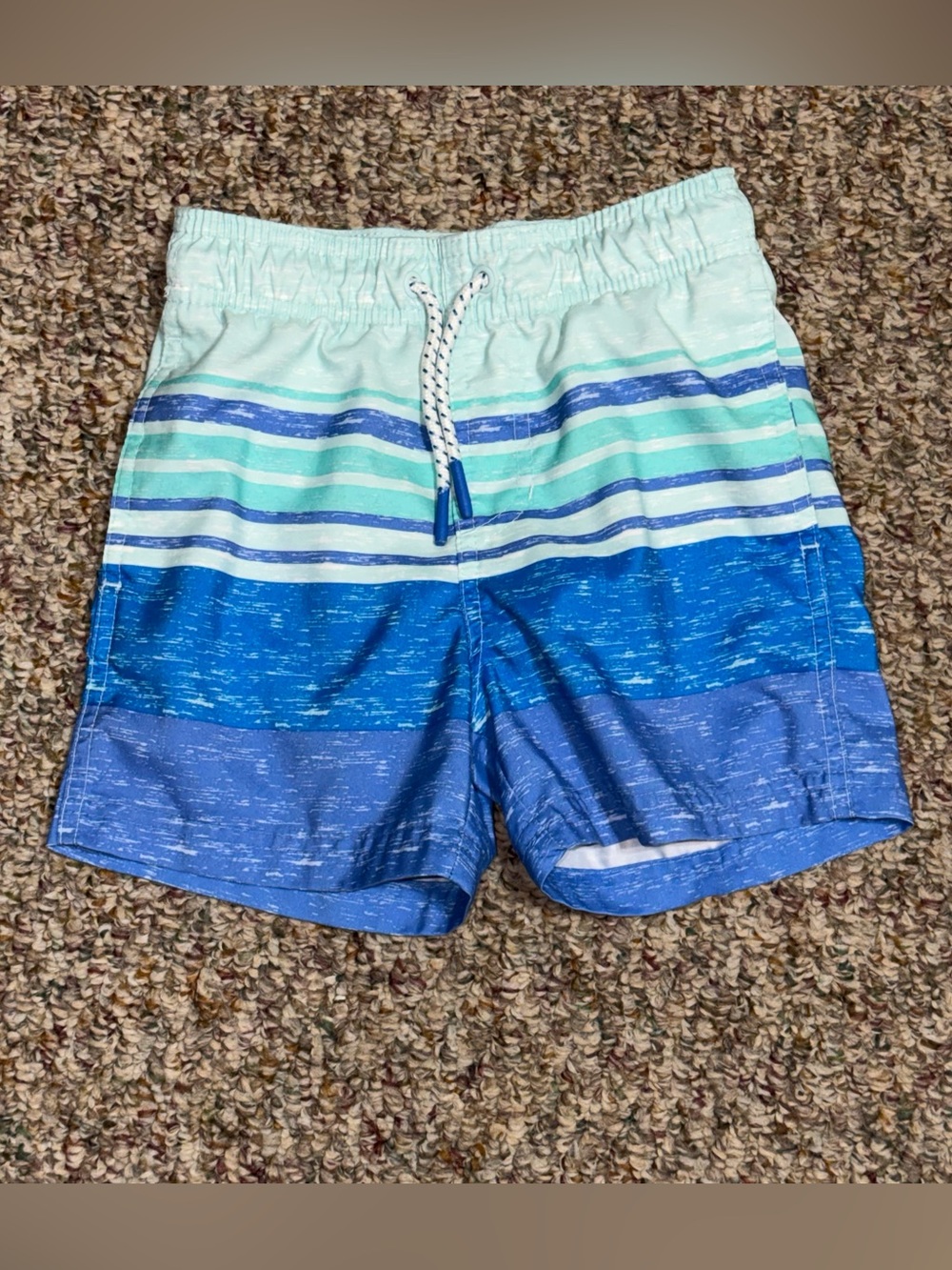 Kids boys size XS 4/5 swim trunks Blue Striped Swim Shorts